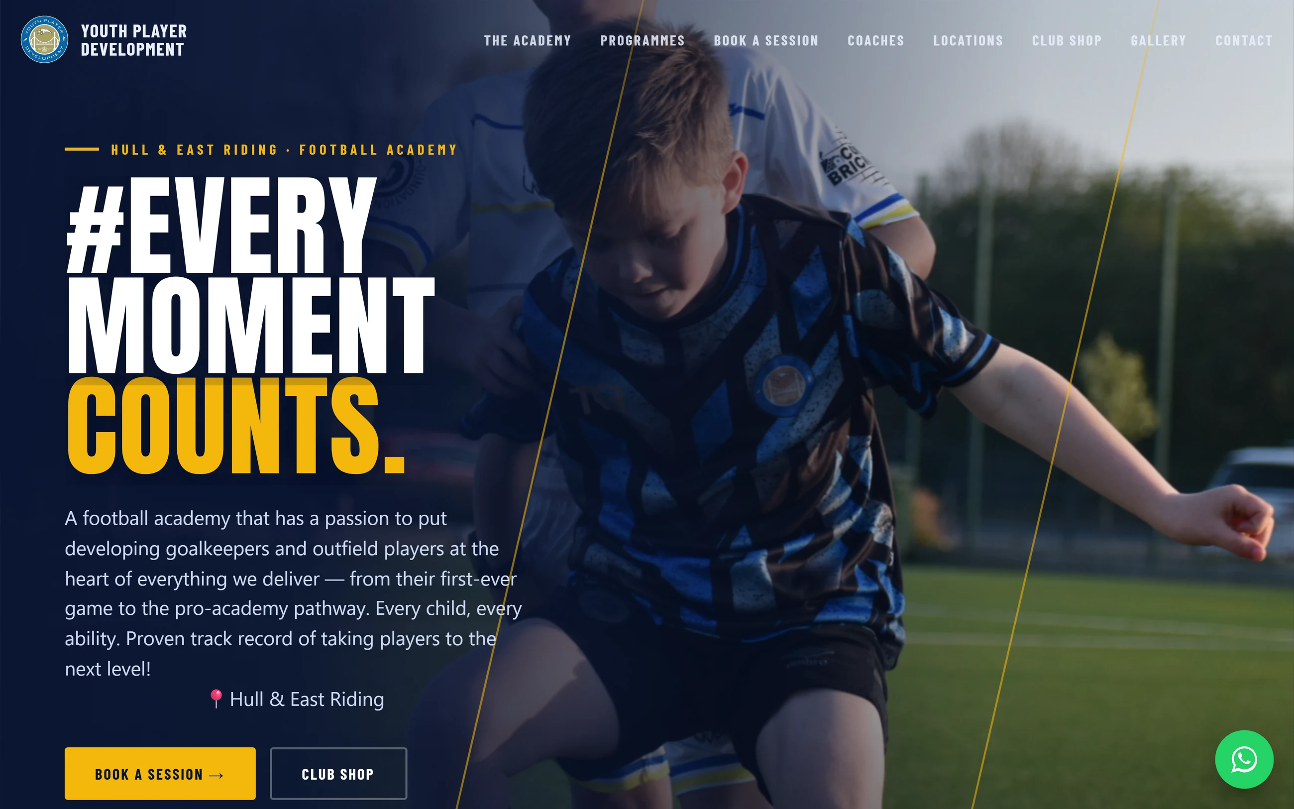 ypdacademy.com — football academy site we designed and built